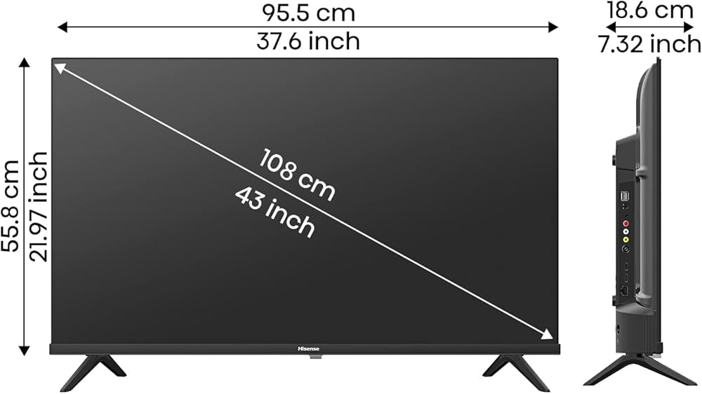 43 inch tv dimensions